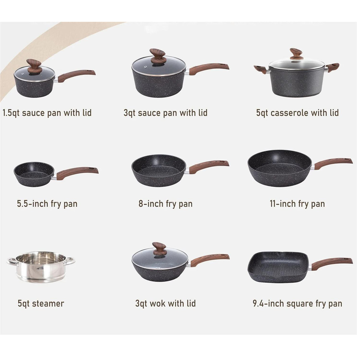 Donnovin 30 - Piece Non-Stick Aluminum Cookware Set